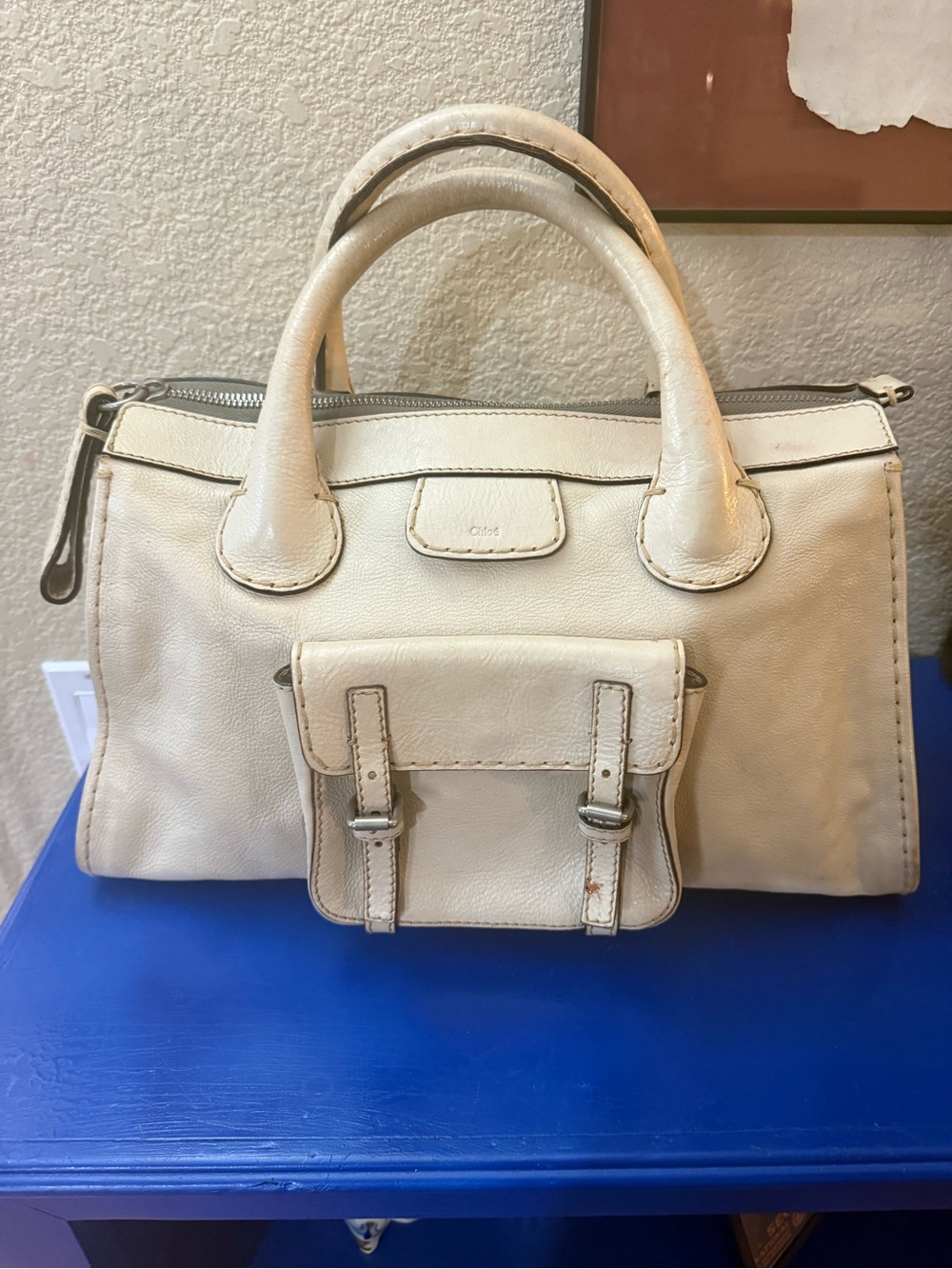 Chloe Edith Cream Leather Top-Handle Tote